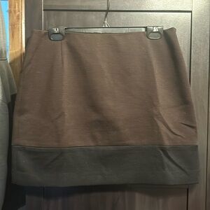 Tahari skirt, dark brown with black trim at the bottom. Size 6